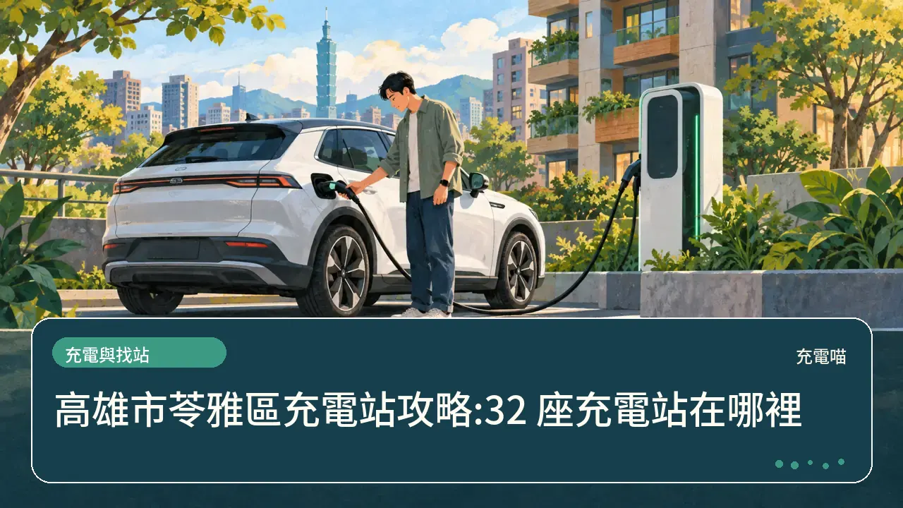 高雄市苓雅區充電站攻略:32 座充電站在哪裡主題插畫