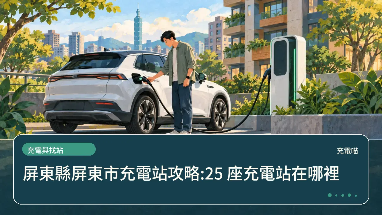 屏東縣屏東市充電站攻略:25 座充電站在哪裡主題插畫