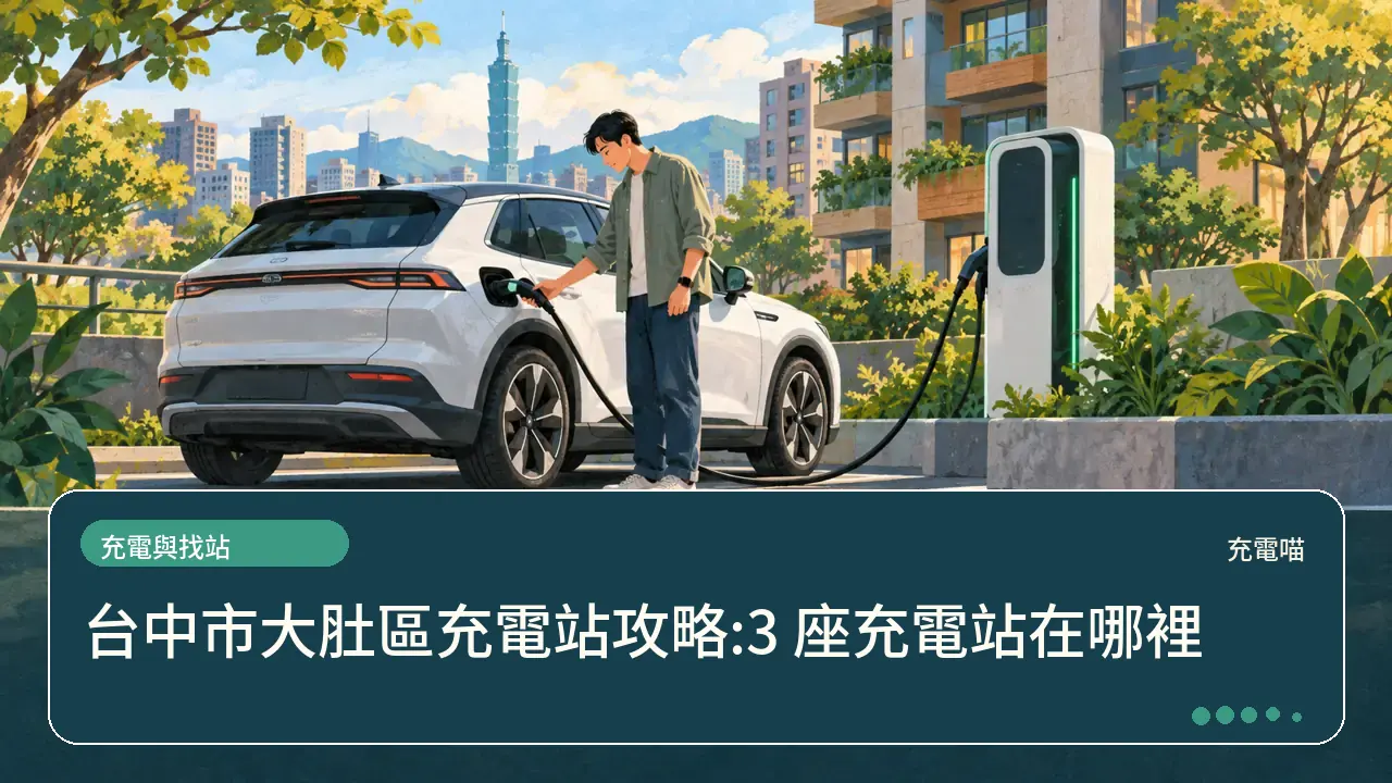 台中市大肚區充電站攻略:3 座充電站在哪裡主題插畫