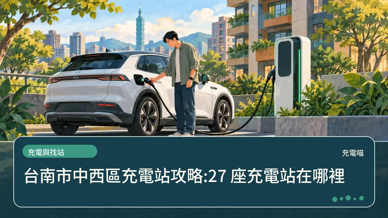 台南市中西區充電站攻略:27 座充電站在哪裡主題插畫