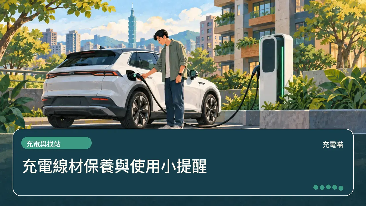 充電線材保養與使用小提醒主題插畫