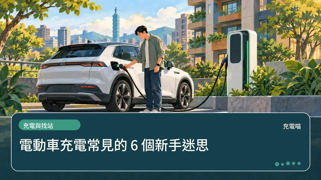 電動車充電常見的 6 個新手迷思主題插畫