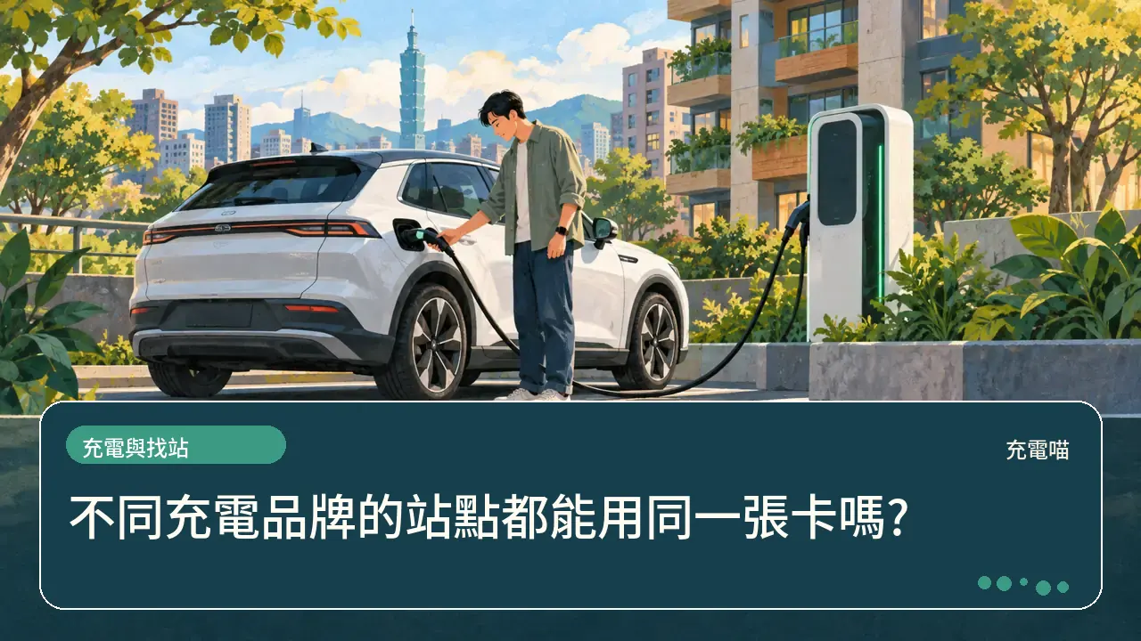 不同充電品牌的站點都能用同一張卡嗎?主題插畫