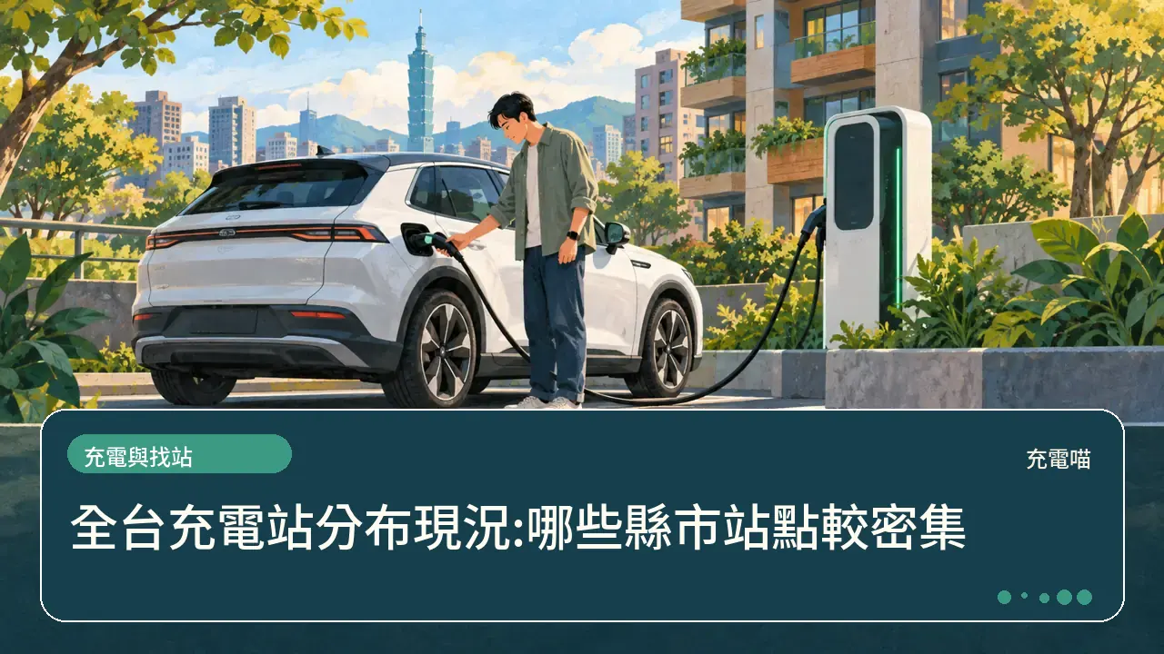 全台充電站分布現況:哪些縣市站點較密集主題插畫