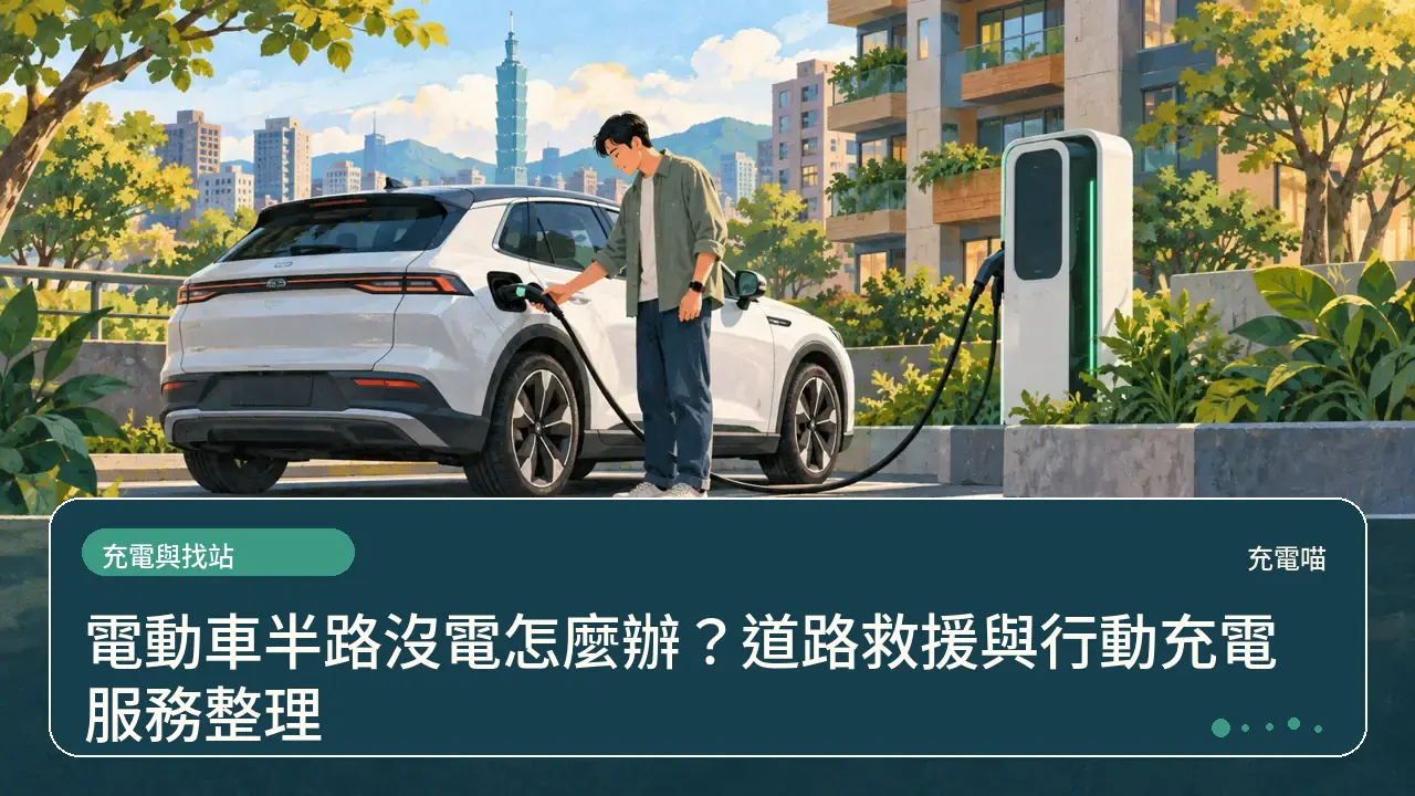 電動車半路沒電怎麼辦？道路救援與行動充電服務整理主題插畫