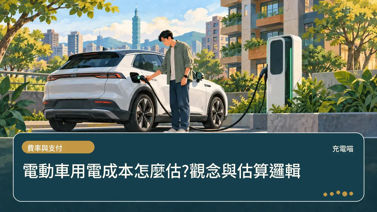 電動車用電成本怎麼估?觀念與估算邏輯主題插畫