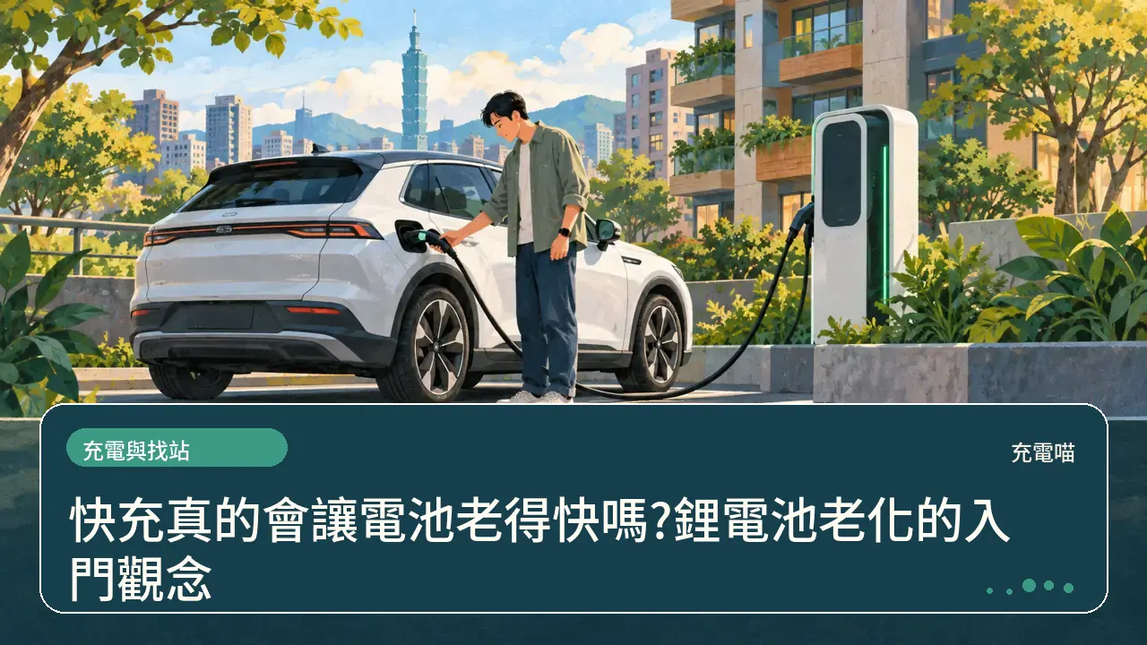 快充真的會讓電池老得快嗎?鋰電池老化的入門觀念主題插畫