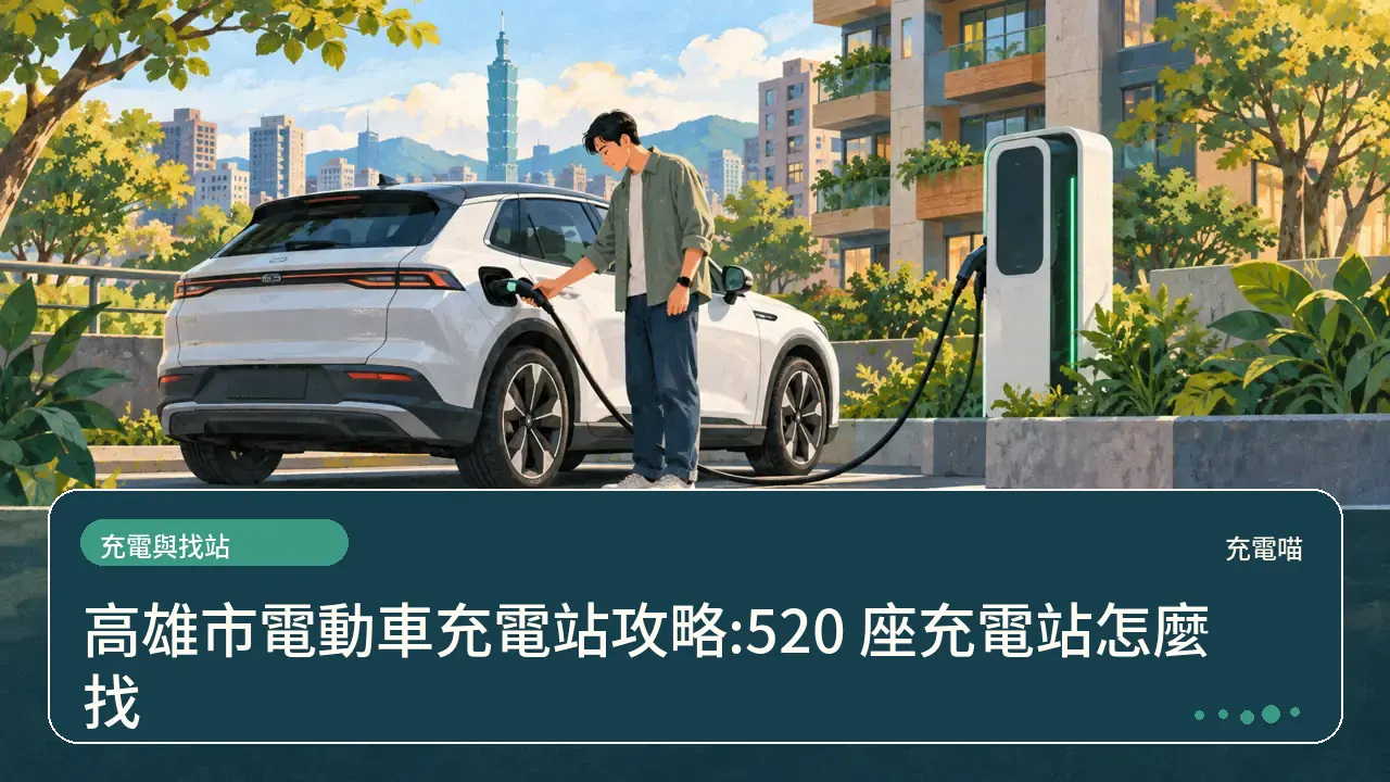 高雄市電動車充電站攻略:520 座充電站怎麼找主題插畫