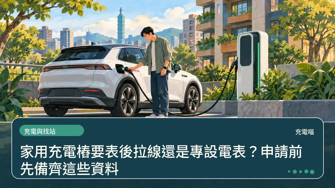 家用充電樁要表後拉線還是專設電表？申請前先備齊這些資料主題插畫