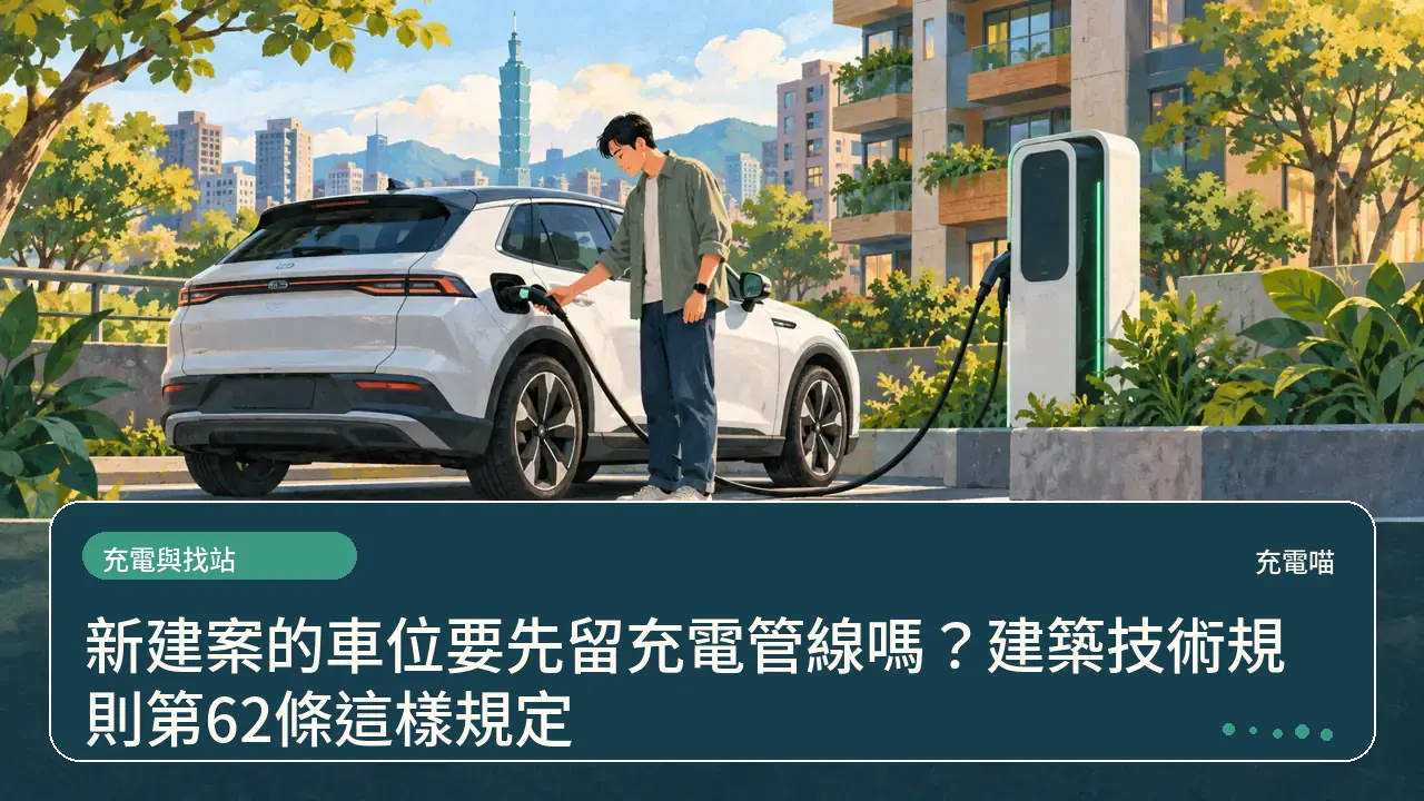 新建案的車位要先留充電管線嗎？建築技術規則第62條這樣規定主題插畫